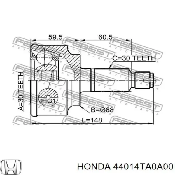 ШРУС зовнішній передній 44014TA0A00 Honda