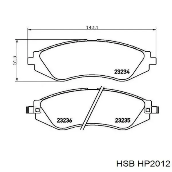 Передні тормозні колодки HP2012 HSB
