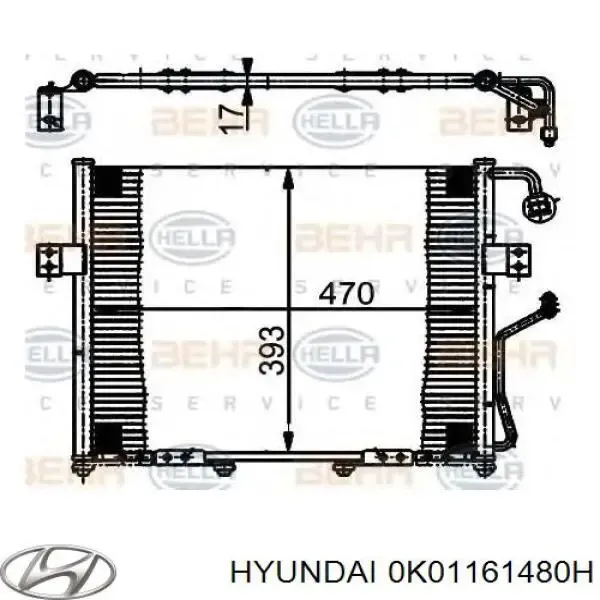 Радіатор кондиціонера 0K01161480J Hyundai/Kia