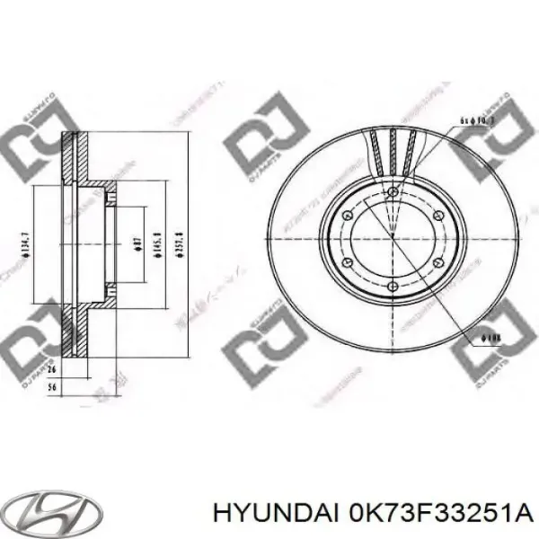 Гальмівні диски передні 0K73F33251A Hyundai/Kia
