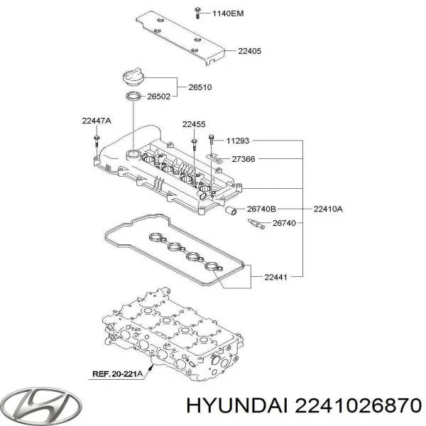 Клапанна кришка 2241026870 Hyundai/Kia