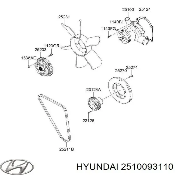 Помпа 2510093110 Hyundai/Kia