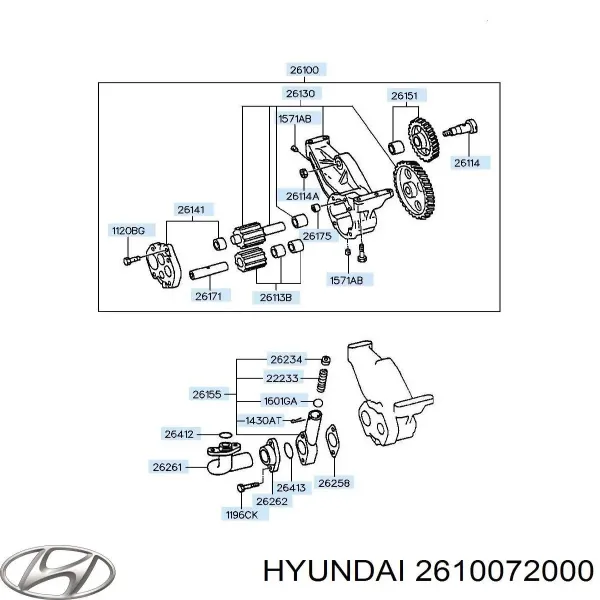 Масляний насос 2610072000 Hyundai/Kia