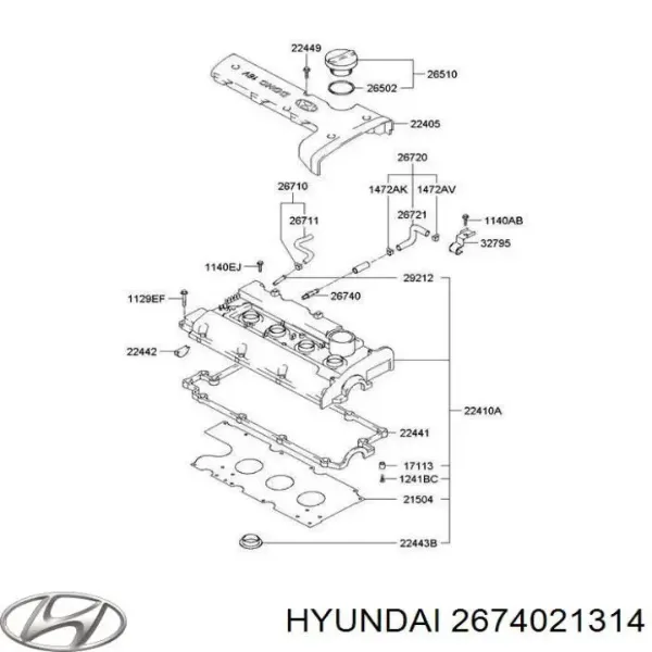 Клапан PCV (вентиляції картерних газів) на Hyundai I30  FD