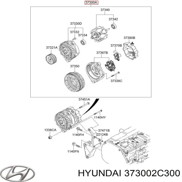 Генератор 373002C300 Hyundai/Kia