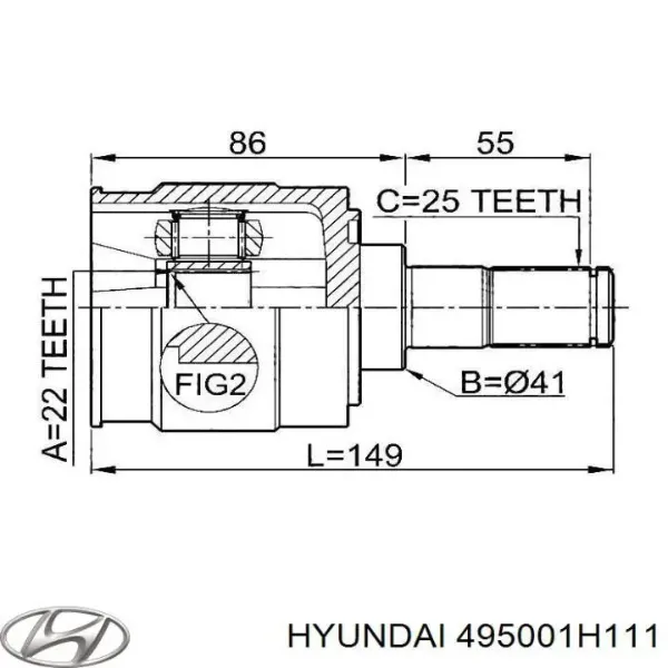 Піввісь права 495001H111 Hyundai/Kia