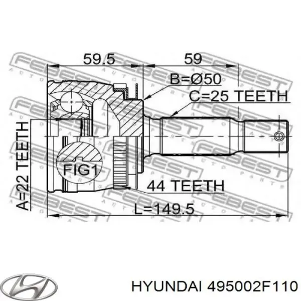 Піввісь права 495002F110 Hyundai/Kia