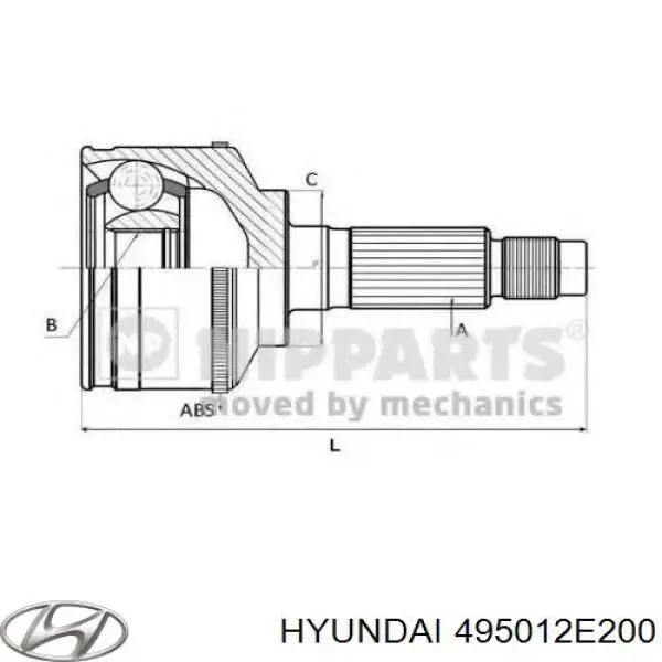 ШРКШ зовнішній задній 495012E200 Hyundai/Kia