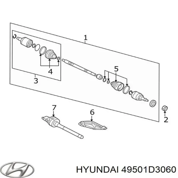 Піввісь права 49501D3060 Hyundai/Kia