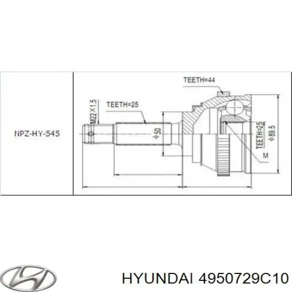 Піввісь (привід) передня Hyundai Coupe I