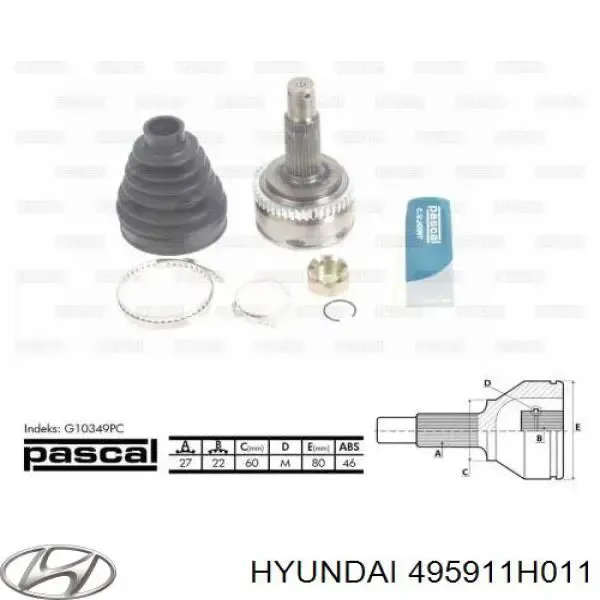 ШРУС зовнішній передній 495911H011 Hyundai/Kia