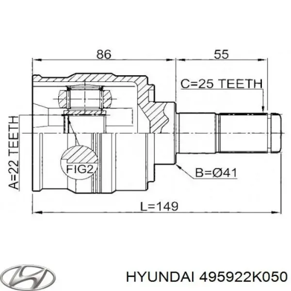 ШРКШ внутрішній, передній, лівий 495922K050 Hyundai/Kia