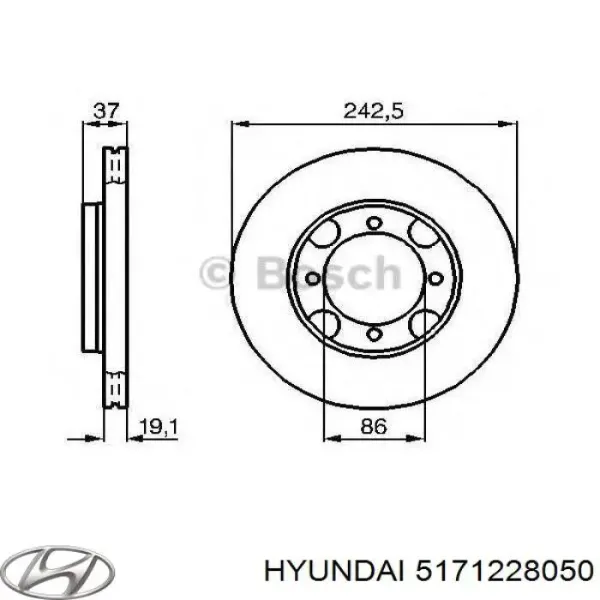Гальмівні диски передні 5171228050 Hyundai/Kia
