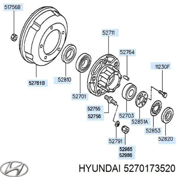 Підшипник маточини задньої, зовнішній 5270173520 Hyundai/Kia