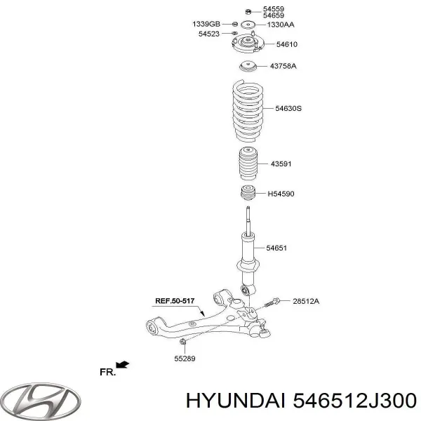 Амортизатора передній лівий 546512J300 Hyundai/Kia