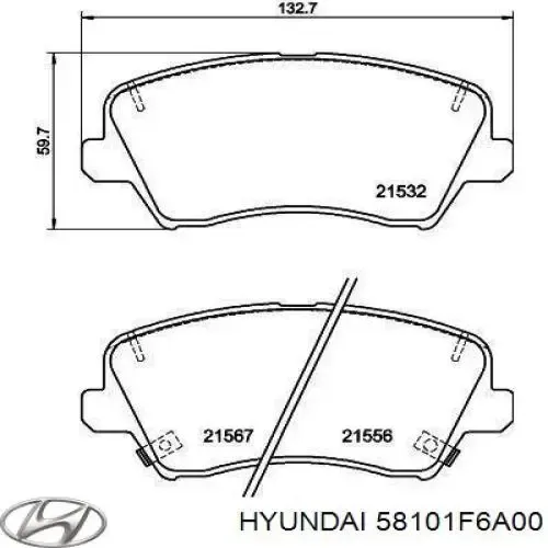 Передні тормозні колодки 58101F6A00 Hyundai/Kia
