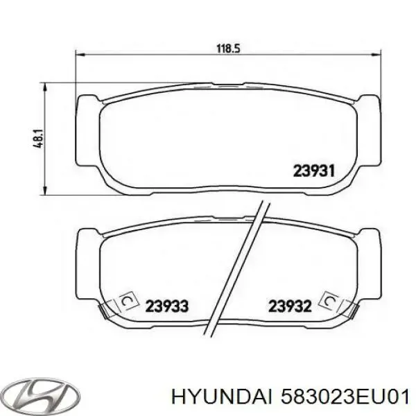 Задні гальмівні колодки 583023EU01 Hyundai/Kia