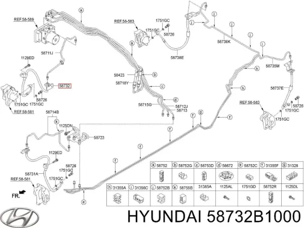 Шланг гальмівний 58732B1000 Hyundai/Kia