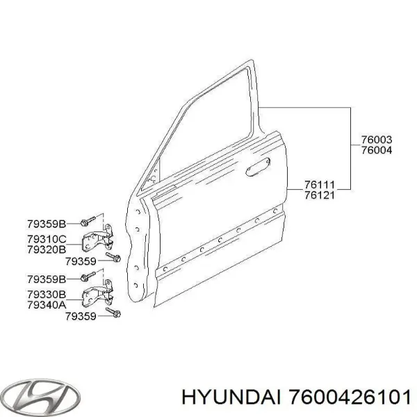 Двері праві передні 7600426101 Hyundai/Kia