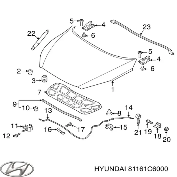 Амортизатор капота 81161C6000 Hyundai/Kia