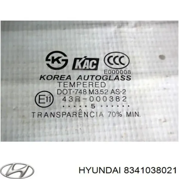 Скло задньої двері лівої 8341038021 Hyundai/Kia