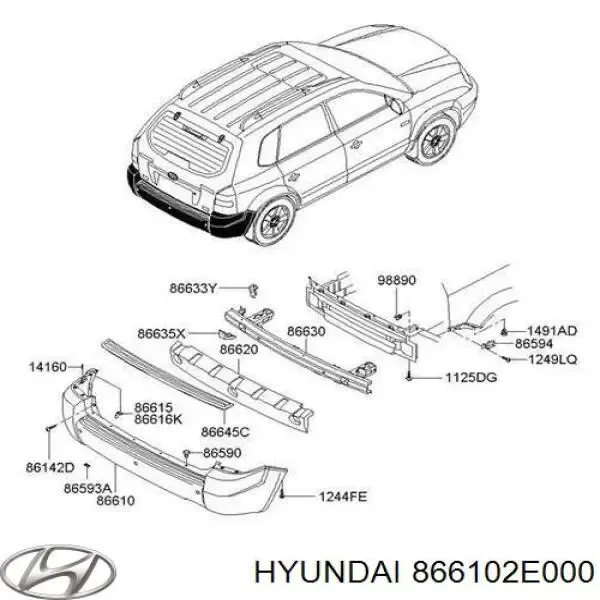 Задній бампер 866102E000 Hyundai/Kia