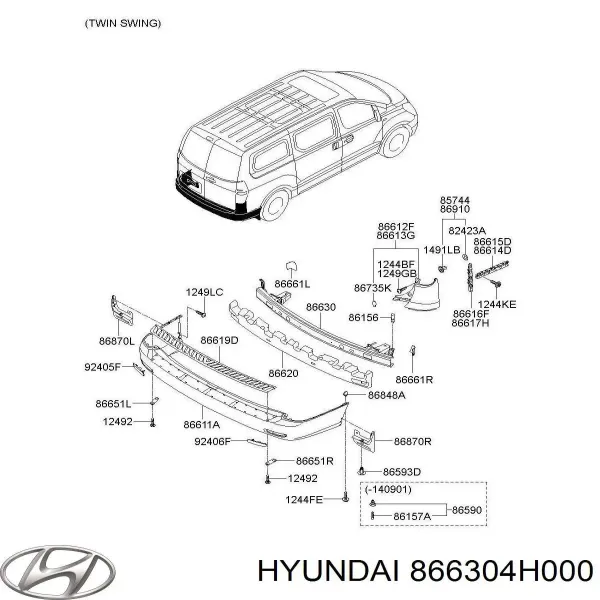 Підсилювач заднього бампера Hyundai H-1 STAREX Starex