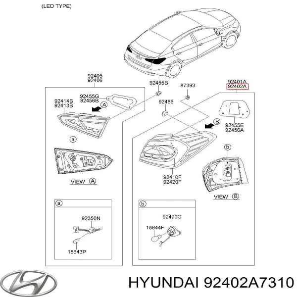 Ліхтар задній правий, зовнішній 92402A7310 Hyundai/Kia