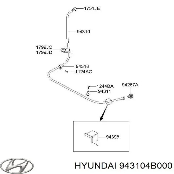 Трос спідометра 943104B000 Hyundai/Kia