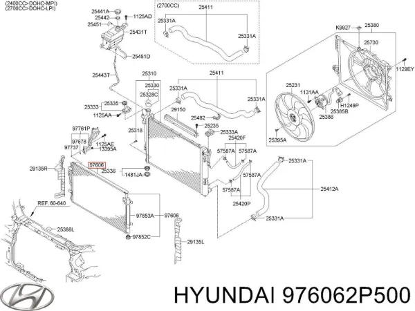 Радіатор кондиціонера 976062P500 Hyundai/Kia