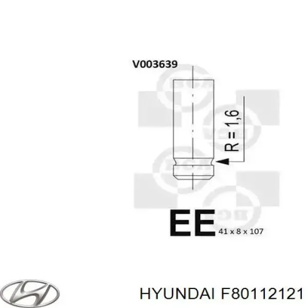 Клапан випускний F80112121 Hyundai/Kia