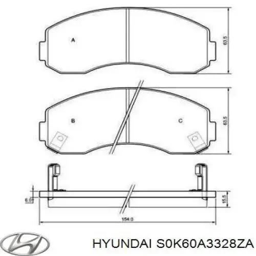 Передні тормозні колодки S0K60A3328ZA Hyundai/Kia