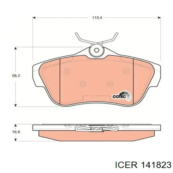Задні гальмівні колодки 141823 Icer