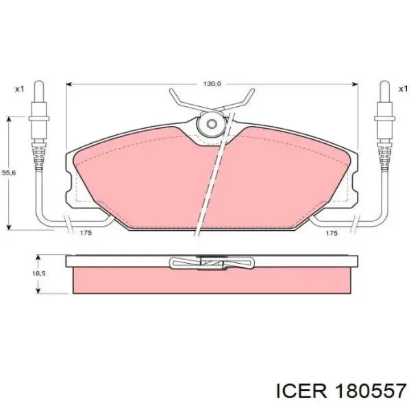 Передні тормозні колодки 180557 Icer