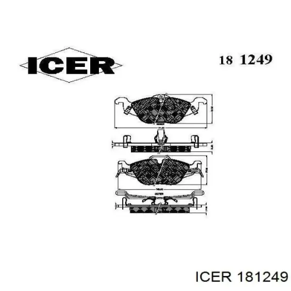 Передні тормозні колодки 181249 Icer