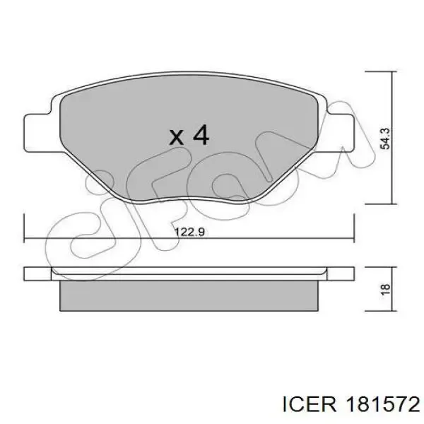 Передні тормозні колодки 181572 Icer