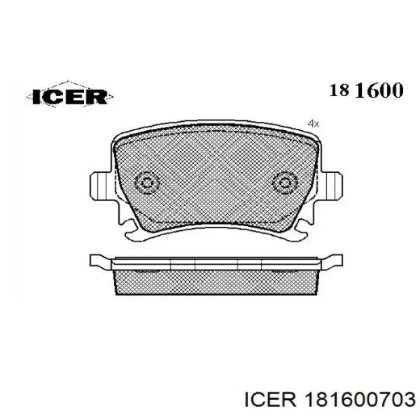 Задні гальмівні колодки 181600703 Icer