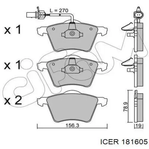 Передні тормозні колодки 181605 Icer