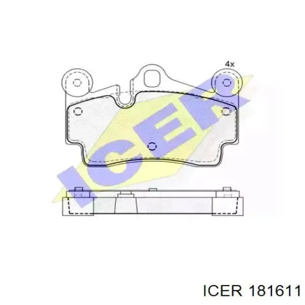 Задні гальмівні колодки 181611 Icer