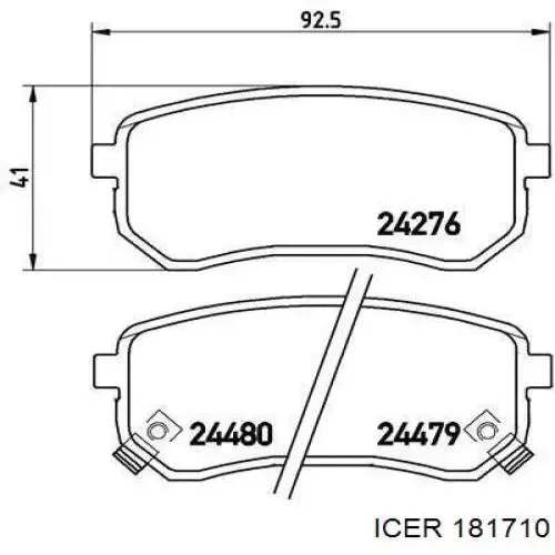 Задні гальмівні колодки 181710 Icer