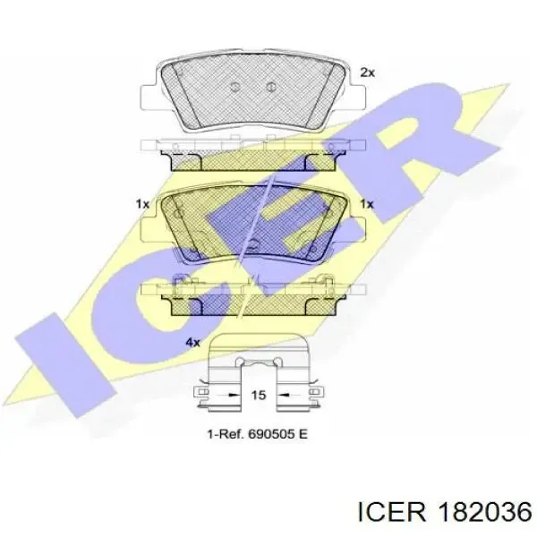 Задні гальмівні колодки 182036 Icer