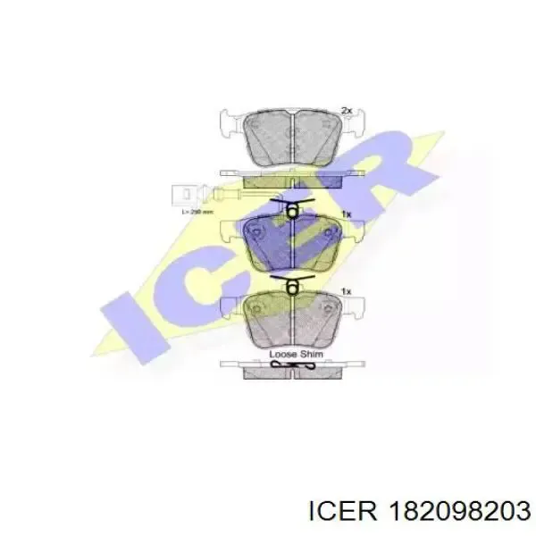Задні гальмівні колодки 182098203 Icer