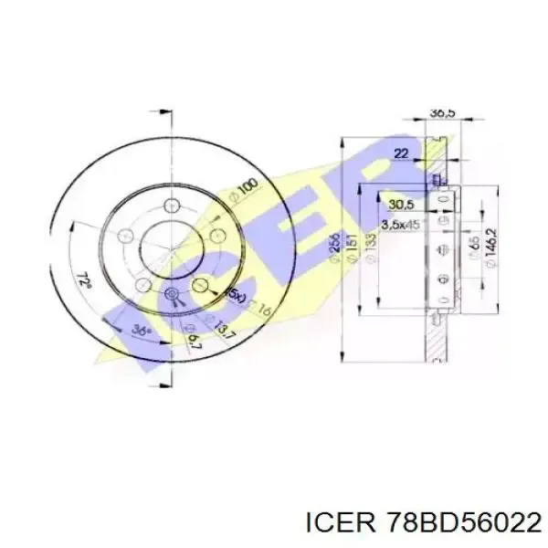 Гальмівні диски передні 78BD56022 Icer