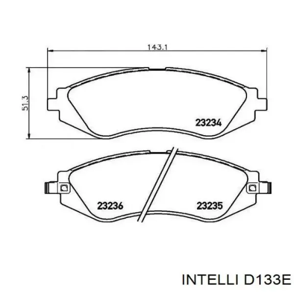 Передні тормозні колодки D133E Intelli