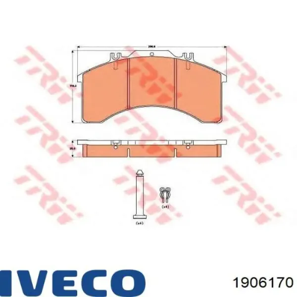 Передні тормозні колодки 1906170 Iveco