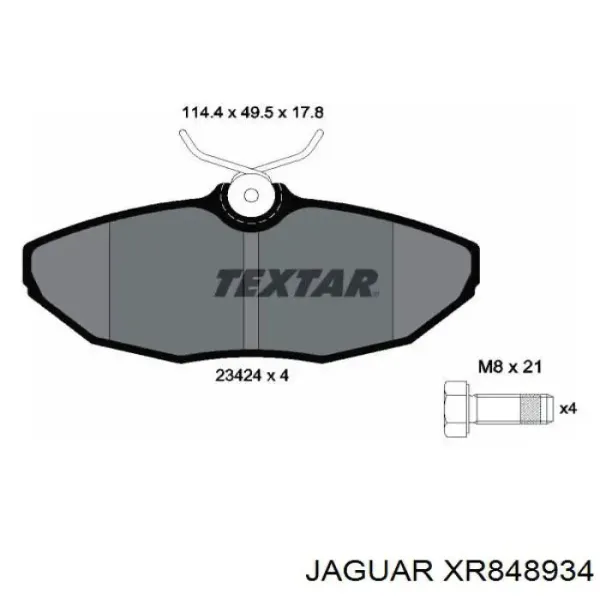 Задні гальмівні колодки XR848934 Jaguar