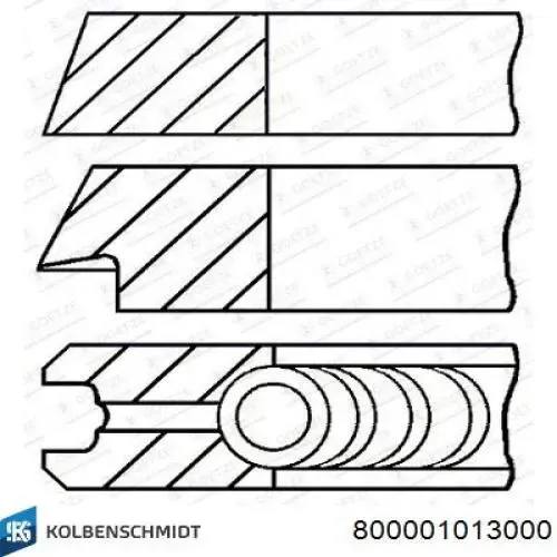 Кільця поршневі на 1 циліндр, STD. 800001013000 Kolbenschmidt