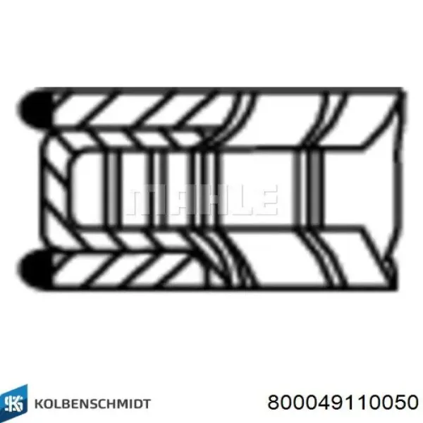 Кільця поршневі на 1 циліндр, 2-й ремонт (+0,50) 800049110050 Kolbenschmidt