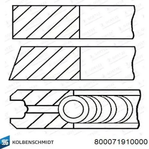 Кільця поршневі на 1 циліндр, STD. 800071910000 Kolbenschmidt