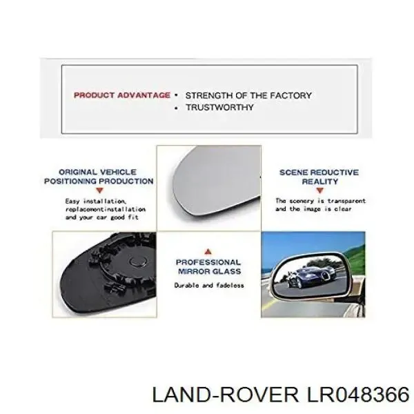 Дзеркальний елемент дзеркала заднього виду, лівого LR048366 Land Rover